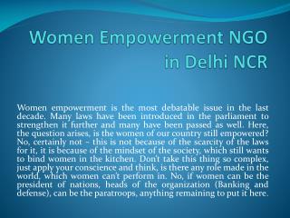 Women Empowerment NGO in Delhi NCR