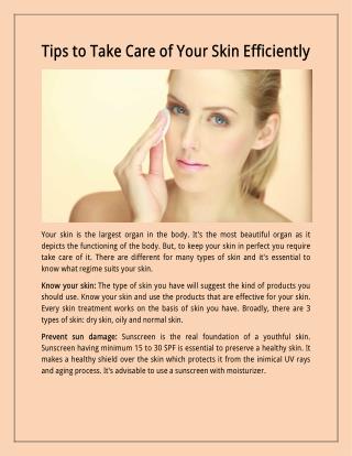 Tips to Take Care of Your Skin Efficiently