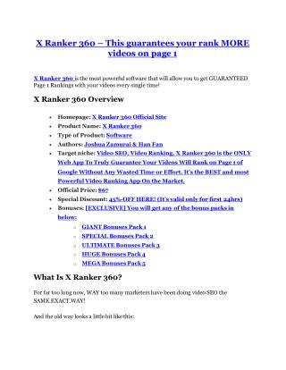 X-Ranker 360 Review & (Secret) $22,300 bonus