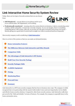 Link Interactive Home Security System Review