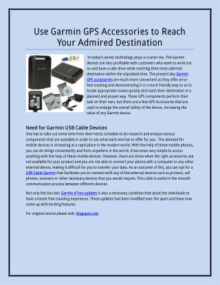 Use Garmin GPS Accessories to Reach Your Admired Destination