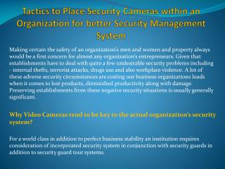 Tactics to Place Security Cameras within an Organization for better Security Management System