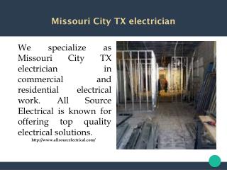 Missouri City TX electrician