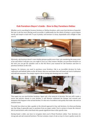 Oak Furniture Buyer's Guide - How to Buy Furniture Online