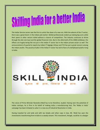Skilling india for a better india