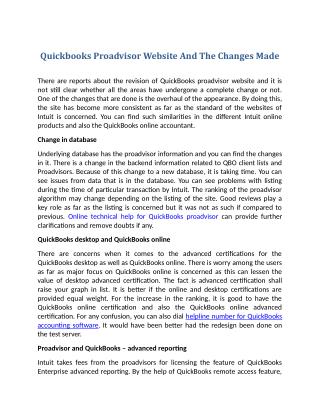 Quickbooks Proadvisor Website And The Changes Made