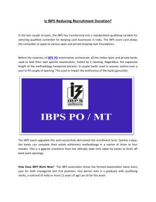Is IBPS Reducing Recruitment Duration
