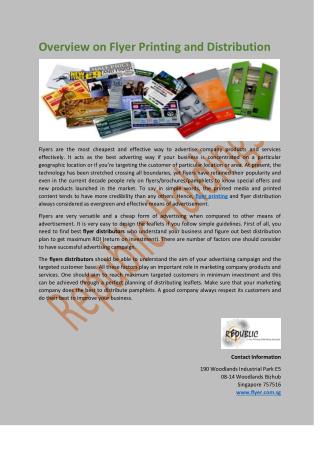 Overview on Flyer Printing and Distribution