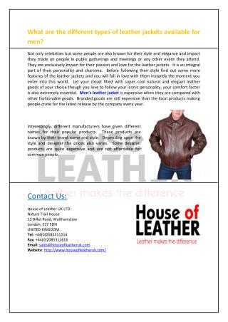 What are the different types of leather jackets available for men?