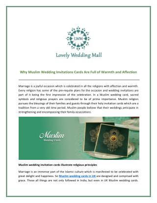 Browse Through Our Ever Increasing Selection of Muslim Wedding Cards in UK