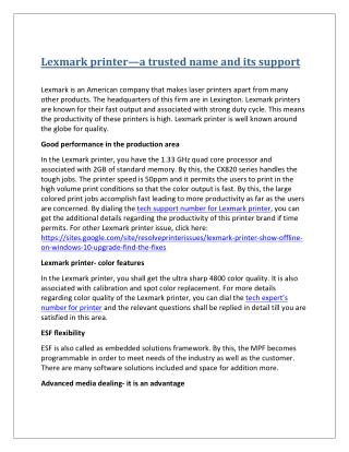 Lexmark printer—a trusted name and its support