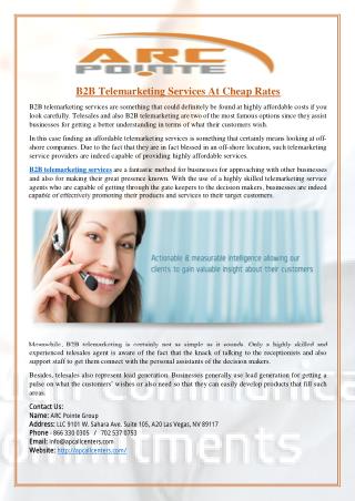 B2B Telemarketing Services At Cheap Rates