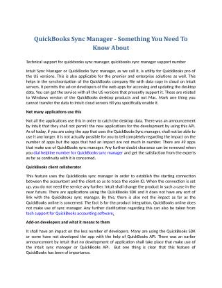 QuickBooks Sync Manager - Something You Need To Know About
