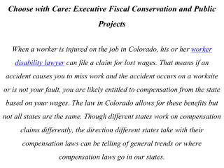 Choose with Care Executive Fiscal Conservation and Public Projects