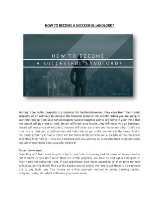 HOW TO BECOME A SUCCESSFUL LANDLORD?