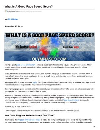 What Is A Good Page Speed Score?