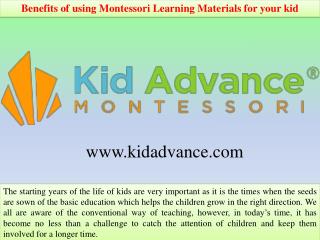 Benefits of using Montessori Learning Materials for your kid