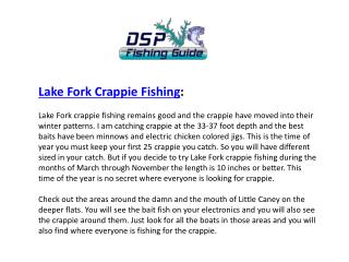 Lake Fork Crappie Fishing