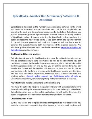 QuickBooks – Number One Accountancy Software & It Assistance