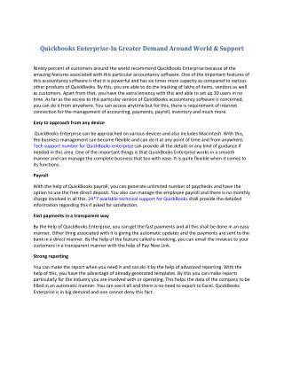 Quickbooks enterprise in greater demand around world &amp; support