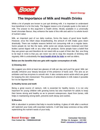 The Importance of Milk and Health Drinks