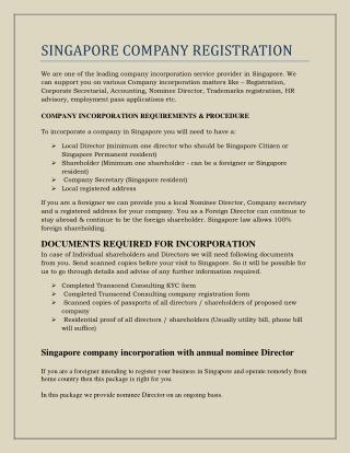 Company Formation Singapore