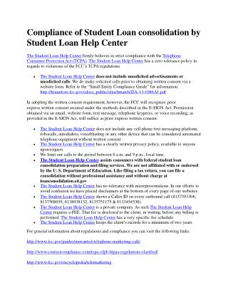 Compliance of Student Loan consolidation by The Student Loan Help Center