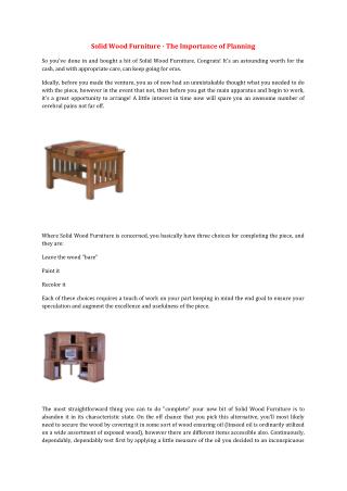 Solid Wood Furniture - The Importance of Planning