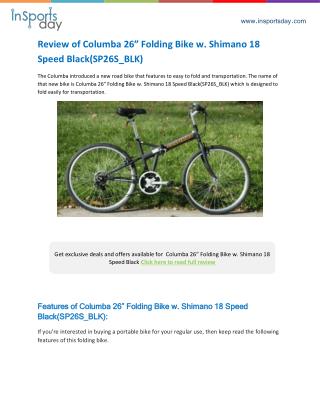 Columba 26″ Folding Bike w. Shimano 18 Speed Black(SP26S_BLK)