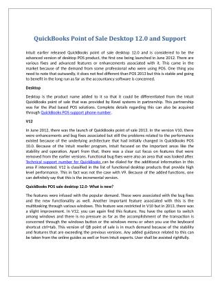 QuickBooks Point of Sale Desktop 12.0 and Support
