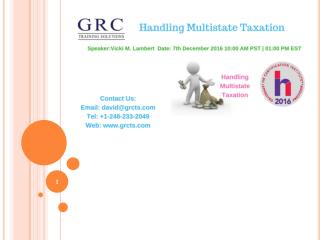 Handling Multistate Taxation