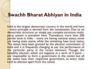 Swachh Bharat Abhiyan in India