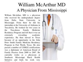 William McArthur MD - A Physician from Mississippi