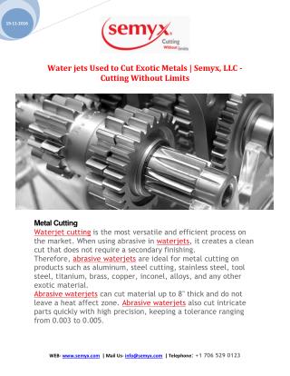 Waterjets Used to Cut Exotic Metals | Semyx, LLC - Cutting Without Limits