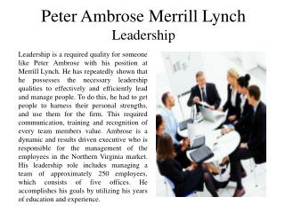 Peter Ambrose Merrill Lynch - Leadership