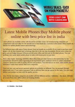 Latest Mobile Phones:Buy Mobile phone online with best price list in india