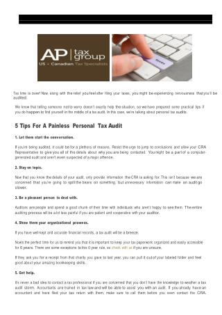 5 Tips For A Painless Personal Tax Audit