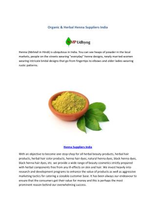 Organic & Herbal Henna Suppliers India