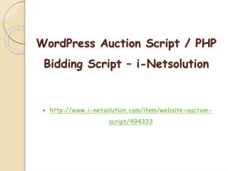 WordPress Auction Script / PHP Bidding Script – i-Netsolution