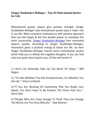 Ginger Studebaker-Bolinger - Shared Motivational Quotes