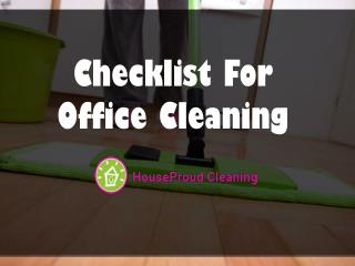 Checklist for Office Cleaning
