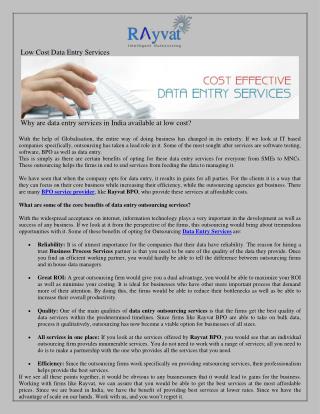 Low Cost Data Entry Services