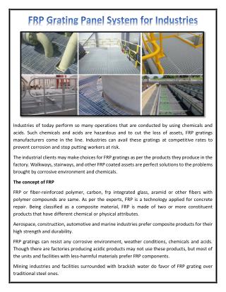 FRP Grating Panel System for Industries
