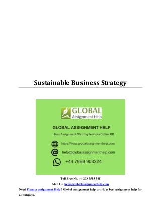 Sustainable Business Strategy Sample By Global Assignment Help