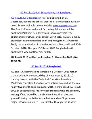JSC Result 2016--www.educationboardsresult.govt.bd