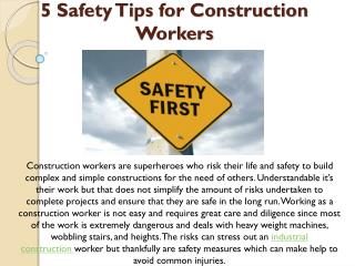 5 Safety Tips For Industrial Construction Workers