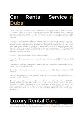 Car Rental Service in Dubai