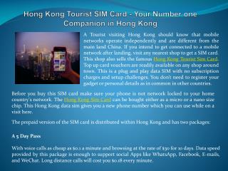 Hong Kong Tourist SIM Card - Your Number one Companion in Hong Kong