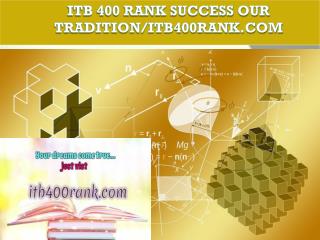 ITB 400 RANK Success Our Tradition/itb400rank.com