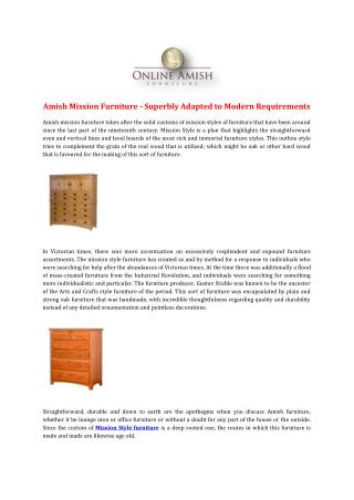 Amish Mission Furniture - Superbly Adapted to Modern Requirements